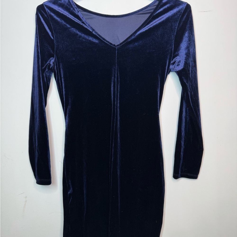 Elegant Velvet Navy Dress